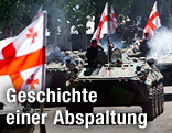 Panzer mit georgischen Fahnen