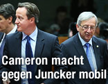 Großbritanniens Premierminister David Cameron wendet sich von  	Kommissionspräsidentschaftskandidat Jean-Claude Juncker ab