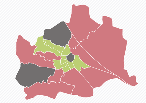 Wien-Karte zum Wahlergebnis