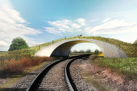 © TU Wien Rendering einer Grünbrücke aus aufblasbarem Beton
