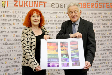 Waltraud Cooper und Landeshauptmann Dr. Pühringer