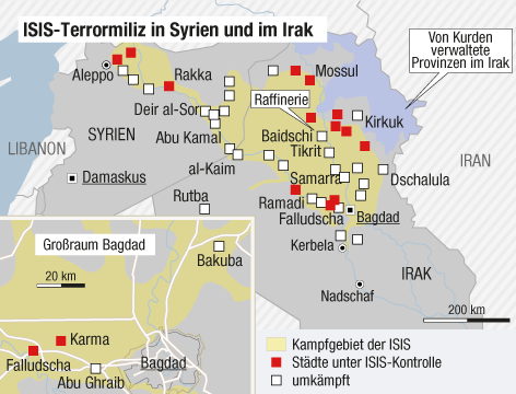 Karte zur Verteilung der ISIS-Terrormiliz