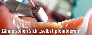 Ein Zahnarzt bohrt an den Z&auml;hnen eines Patienten