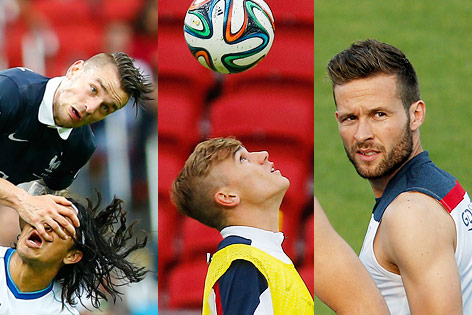 © Reuters/Murad Sezer, Charles Platiau; AP/David Vincent (Montage) Fußballer Mathieu Debuchy, Antoine Griezman und Yohan Cabaye