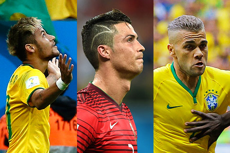© Reuters/Michael Dalder; AP/Paulo Duarte; APA/EPA/Robert Ghement (Montage) Fußballer Neymar, Cristiano Ronaldo und Dani Alves