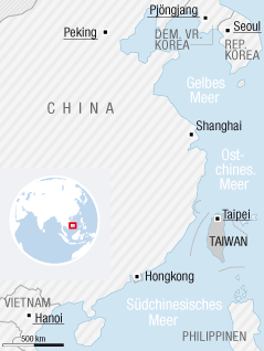© APA/ORF.at Eine Grafik zeigt die geografische Lage Taiwans