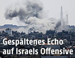 Rauchsäule in Gaza-City nach einem Angriff
