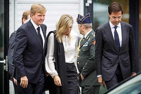 König der Niederlande Willem-Alexander, mit Königin Maxima und dem Premierminister Mark Rutte