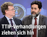 Dan Mullaney und Ignacio Garcia Bercero, die beiden Chefverhandler über eine Freihandelszone zwischen den USA und der EU
