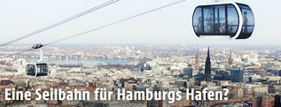 Computergeneriertes Bild der geplanten Seilbahn in Hamburg