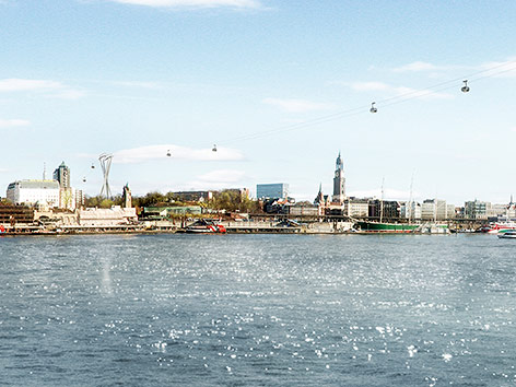 © Dietmar Feichtinger Architectes/Stage Entertainment GmbH Computergeneriertes Bild der geplanten Seilbahn in Hamburg