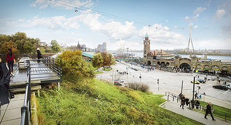 © Dietmar Feichtinger Architectes/Stage Entertainment GmbH Computergeneriertes Bild der geplanten Seilbahn in Hamburg