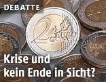 Zwei-Euro-Münzen auf einem Haufen