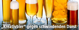 Verschiedene volle Biergläser