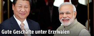 Indischer Premier Modi und chinesischer Pr&auml;sident Xi Jinping