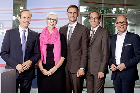© APA/Georg Hochmuth Dieter Egger (FPÖ), Sabine Scheffknecht (NEOS), Markus Wallner (ÖVP), Johannes Rauch (GRÜNE) und der Michael Ritsch (SPÖ)