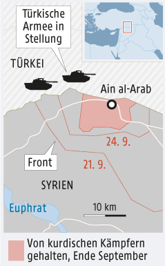 Karte zeigt Kampf um Ain al-Arab