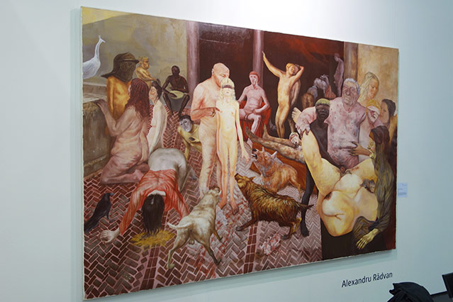 © ORF.at/Simon Hadler Kunstwerk mit dem Titel "Cancer" von Alexandru Radvan zeigt Hunde, nackte Frauen und Männer