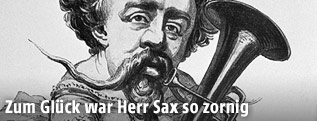 Karikatur des Saxophon-Entwicklers Adolphe Sax