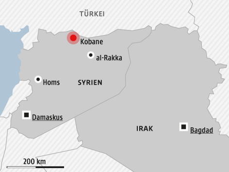© APA/ORF.at Karte von Syrien und Irak