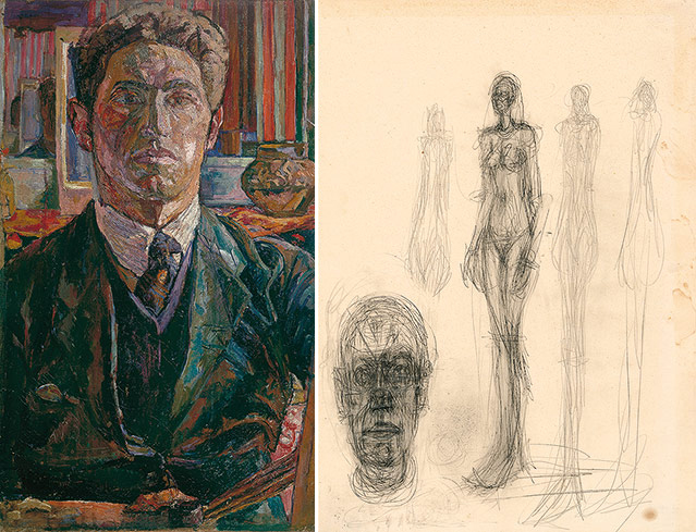 © Alberto Giacometti Estate/Bildrecht, Wien 2014 Selbstbildnis, 1923 - Vier "große Frauen" und ein Kopf, um 1960