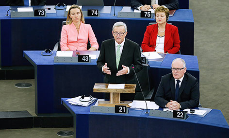 © Reuters/Christian Hartmann EU-Kommissionspräsident Jean-Claude Juncker während seiner rede