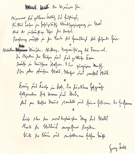 © public domain Faksimile der Handschrift Georg Trakl