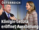 Bundespräsident Heinz Fischer und seine Ehefrau Margit begrüßen die spanische Königin Letizia