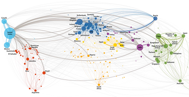 © DHL GLOBAL CONNECTEDNESS INDEX 2014 Grafik zeigt Telefonverbindungen weltweit