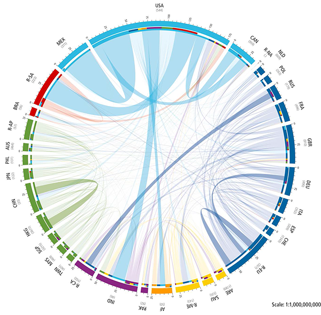 © DHL GLOBAL CONNECTEDNESS INDEX 2014 Grafik zeigt Telefonverbindungen weltweit