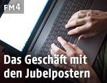 Hände und Laptop