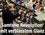 Vaclav Havel 1989 auf dem Balkon der Prager Burg