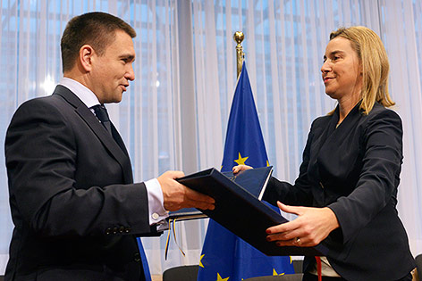 Ukrainianische Außenminister Pavlo Klimkin und die Außenbeauftragte der Europäischen Union Federica Mogherini