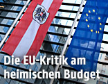&Ouml;sterreichische und EU-Flagge vor dem Finanzministerium