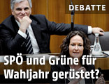 Werner Faymann und Eva Glawischnig im Parlament