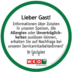 © Wirtschaftskammer Österreich/Fachverband Gastronomie Schriftlicher Hinweis für einen Gast