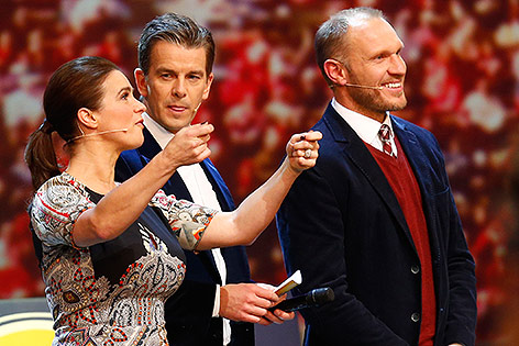 © Reuters/Ralph Orlowski Markus Lanz mit Katarina Witt und Herrmann Maier