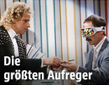 Der damaligen Chefredakteur des Satiremagazins "Titanic", Bernd Fritz, bei der Buntstifte-Wette