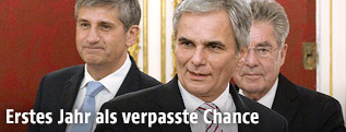 Bundespräsident Heinz Fischer, Bundeskanzler Werner Faymann und ehemaliger Vize Michael Spindelegger