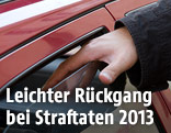 Hand greift in ein offenes Autofenster