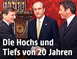 Bundespräsident Thomas Klestil, Vizekanzler Wolfgang Schüssel und FPÖ-Parteiobmann Jörg Haider, 03.02.2000
