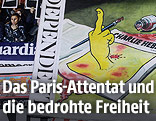 Cover s&auml;mtlicher europ&auml;ischer Zeitungen, darunter auch die Ausgabe des "Independent"