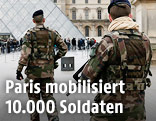 Soldaten vor dem Louvre in Paris