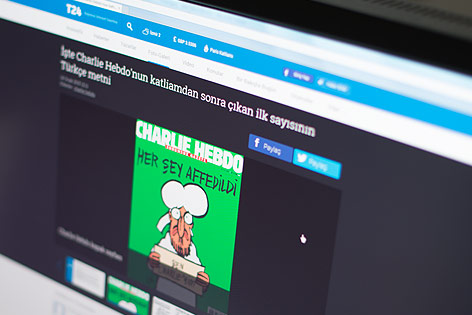 © ORF.at/Peter Falkner Türkisches Internetportal T24 zeigt das Cover von "Charlie Hebdo" mit Mohammed-Karrikatur