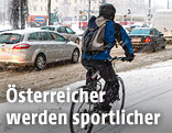 Radfahrer im Winter
