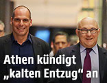 Die Finanzminister Yanis Varoufakis (Griechenland) und Michel Sapin (Spanien)