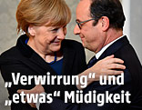 Deutschlands Kanzlerin Angela Merkel und Frankreichs Präsident Francois Hollande