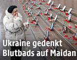 Trauernde Frau auf dem Maidan