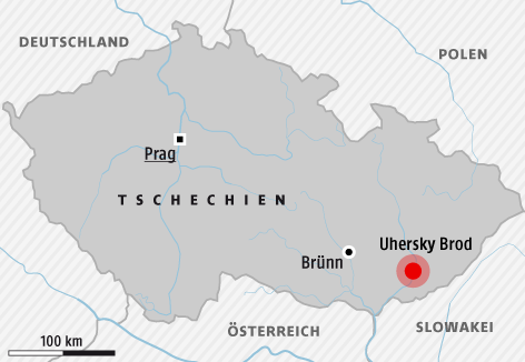 © APA/ORF.at Karte zur Schießerei in Tschechien
