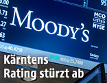 Moody's-Logo auf einem Bildschirm